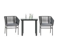 vidaXL Set da Pranzo da Giardino 3 pz con Cuscini Polyrattan Vetro