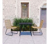 vidaXL Set da Pranzo da Giardino 3 pz in Polyrattan e Vetro