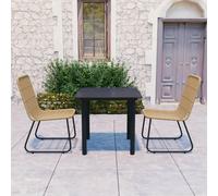 vidaXL Set da Pranzo da Giardino 3 pz in Polyrattan e Vetro