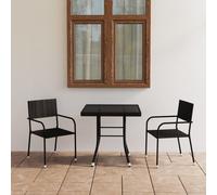 vidaXL Set da Pranzo da Giardino 3 pz in Polyrattan Nero