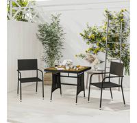vidaXL Set da Pranzo da Giardino 3 pz in Polyrattan Nero