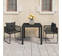 vidaXL Set da Pranzo da Giardino 3 pz in Rattan PVC Nero