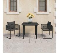 vidaXL Set da Pranzo da Giardino 3 pz in Rattan PVC Nero