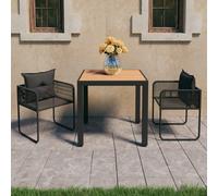 vidaXL Set da Pranzo da Giardino 3 pz in Rattan PVC Nero e Marrone