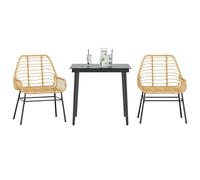 vidaXL Set da Pranzo da Giardino 3 pz Marrone in Polyrattan Vetro