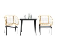 vidaXL Set da Pranzo da Giardino 3 pz Marrone in Polyrattan Vetro
