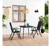 vidaXL Set da Pranzo da Giardino 3 pz Nero