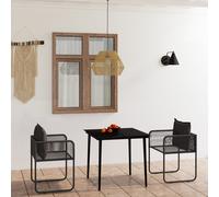 vidaXL Set da Pranzo da Giardino 3 pz Nero
