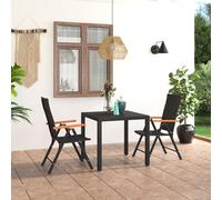 vidaXL Set da Pranzo da Giardino 3 pz Nero e Marrone