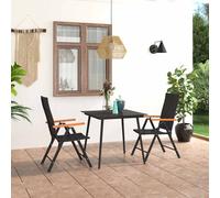 vidaXL Set da Pranzo da Giardino 3 pz Nero e Marrone