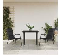 vidaXL Set da Pranzo da Giardino 3 pz Nero in Acciaio e Textilene