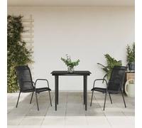 vidaXL Set da Pranzo da Giardino 3 pz Nero in Acciaio e Textilene