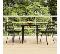 Set da Pranzo da Giardino 3 pz Nero in Polyrattan