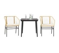 vidaXL Set da Pranzo da Giardino 3pz con Cuscini Polyrattan Vetro