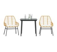 SET TAVOLO E SEDIE VIDAXL 3 pz con Cuscini Polyrattan Vetro - 3334457