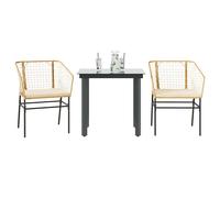 vidaXL Set da Pranzo da Giardino 3pz con Cuscini Polyrattan Vetro