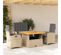 vidaXL Set da Pranzo da Giardino 4 pz con Cuscini Beige in Polyrattan