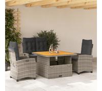 SET TAVOLO E SEDIE VIDAXL 4 pz con Cuscini in Polyrattan Grigio - 3277404
