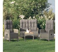 vidaXL Set da Pranzo da Giardino 4 pz con Cuscini in Polyrattan Grigio