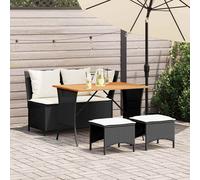 vidaXL Set da Pranzo da Giardino 4 pz con Cuscini Nero in Polyrattan