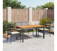 vidaXL Set da Pranzo da Giardino 4 pz con Cuscini Nero in Polyrattan