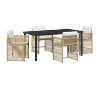 vidaXL Set da Pranzo da Giardino 5 Pezzi con Cuscini Beige in Rattan Sintetico, Moderno per Esterni. Sedie Crema Perfette per Patios e Balconi. Mobili Durevoli e Comodi, Tavolo dal Design per Terraz