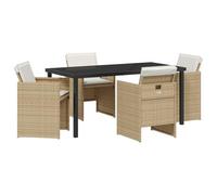 vidaXL Set da Pranzo da Giardino 5 Pezzi con Cuscini Beige in Rattan Sintetico. Tavolo 160 x 80 cm, Ideale per 4 Persone, con Una Struttura in Acciaio Resistente per Esterni. Perfetto per Il Tuo Pat