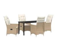vidaXL Set da Pranzo da Giardino 5 Pezzi con Cuscini Beige polyrattan