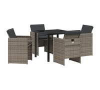 vidaXL Set da Pranzo da Giardino 5 Pezzi con Cuscini Grigio Polyrattan