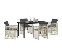 vidaXL Set da Pranzo da Giardino 5 Pezzi con Cuscini Grigio Chiaro e Nero | Tavolo in Acciaio Mobili Modello Moderno per 4 Persone Sezione Patio Imbottito