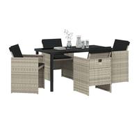 vidaXL Set da Pranzo da Giardino 5 Pezzi con Cuscini Grigio Chiaro in polyrattan. Tavolo Esterno 140 x 80 cm, Comodo per 4 Persone. Struttura in Acciaio Rivestito in Polvere, Perfetto per Il Patio e