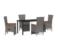 vidaXL Set da pranzo da giardino 5 pezzi con cuscini Grigio Polyrattan