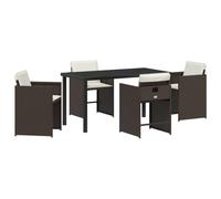 vidaXL Set da pranzo da giardino 5 pezzi con cuscini in polirattan marrone. È perfetto per l'uso all'aperto, con un tavolo e 4 sedie che ti fanno godere il tuo patio, balcone o terrazza. Questo set