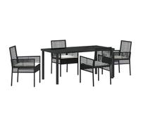 vidaXL Set da Pranzo da Giardino 5 Pezzi con Cuscini in Polyrattan Nero