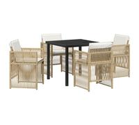 vidaXL Set da Pranzo per Giardino di 5 Pezzi con Cuscini Beige in Rattan Polietilene