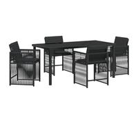 vidaXL Set da Pranzo da Giardino con Cuscini 5 Pezzi Nero Polyrattan Moderno Sedie da Esterno Ideali per Patio o Balcone Mobili Durevoli e Confortevoli Sedia PE Vimini Bistro