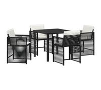 vidaXL Set da pranzo da giardino in 5 pezzi, con cuscini in polyrattan nero, moderno, sedie da esterno, crema ideale per patio o balcone, mobili durevoli e confortevoli. Sedia Sedie Mobili Vimini