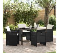 vidaXL Set da Pranzo da Giardino 5 Pezzi con Cuscini in Rattan Sintetico Nero