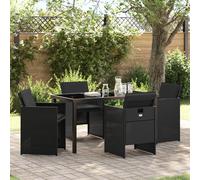 vidaXL Set da Pranzo da Giardino 5 Pezzi con Cuscini in Rattan Sintetico Nero
