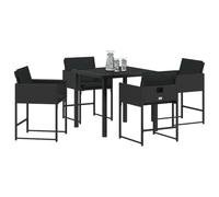 vidaXL Set da Pranzo da Giardino 5 Pezzi con Cuscini in Rattan Sintetico Nero e Struttura in Metallo per 4 Persone. Tavolo e Sedie con Superficie in Vetro - Arredo per Terrazza e Patio della Collezi