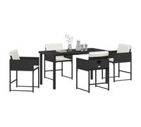 vidaXL Set da Pranzo da Giardino 5 Pezzi con Cuscini in Rattan Sintetico Nero, Struttura in Metallo per 4 Persone. Tavolo e sedie all'aperto, Collezione Patio Moderno, Pranzo Panna.