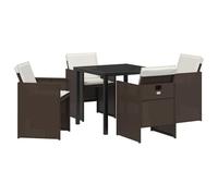vidaXL Set da Pranzo da Giardino 5 Pezzi con Cuscini in Rattan Sintetico - Tavolo 80 x 80 cm, Comodo per 4 Persone - Struttura in Acciaio Rivestito a Polvere. Mobili da Esterno per Patio, Sistema Te