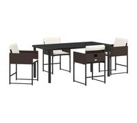 vidaXL 5-Teiliges Garten Essset mit Kissen Braun Poly Rattan Outdoor Stuhl Möbel für Terrasse Balkon Sitzmöbel Stühle Patio Bistro Bequem