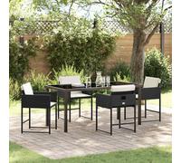 vidaXL Set da Pranzo da Giardino 5 Pezzi con Cuscini Neri in Rattan Sintetico