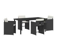 vidaXL Set da Pranzo da Giardino 5 Pezzi con Cuscini Neri in Rattan Sintetico - Tavolo e Sedie per Esterno, 4 Posti, Mobili da Patio, Balcone, Lounge, Seduta per il Terrazzo, Relax Moderno d'Estate