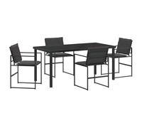 vidaXL Set di 4 sedie in acciaio nero da esterno con cuscini; comoda sedia da giardino pieghevole patio e sala da pranzo; tessuto tessile resistente ai raggi UV; stoccaggio della sedia facile