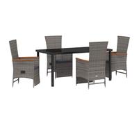 vidaXL Set da Pranzo da Giardino 5 Pezzi con Cuscini Rattan Grigio Polyrattan
