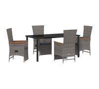 vidaXL Set da Pranzo da Giardino 5 Pezzi con Cuscini Rattan Grigio Polyrattan