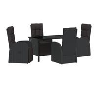vidaXL Set da Pranzo Giardino a 5 Pezzi con Cuscini - Rattan Polimerico Nero