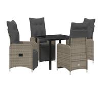 vidaXL Set da pranzo da giardino 5 pezzi con cuscini grigio poli rattan